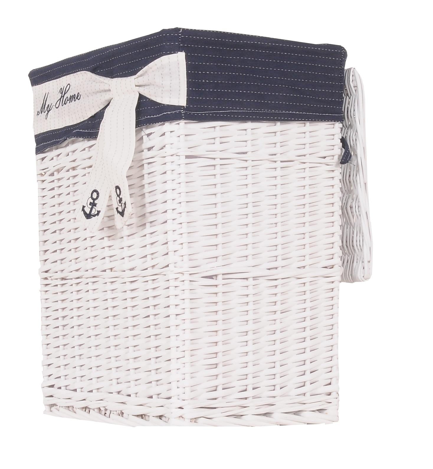 Set of Five Blue And White Rattan Basket