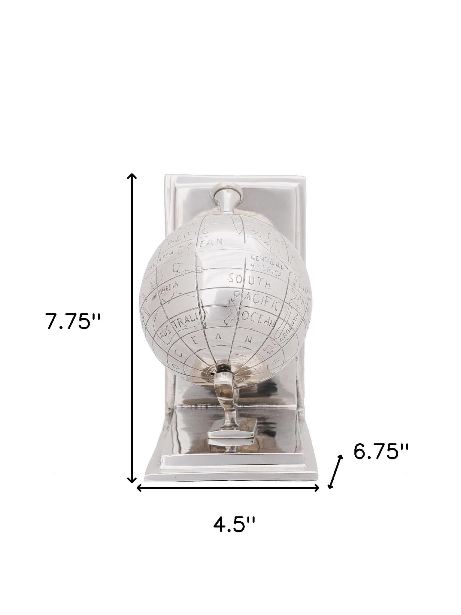 Set of Two Aluminum  Globe Bookend