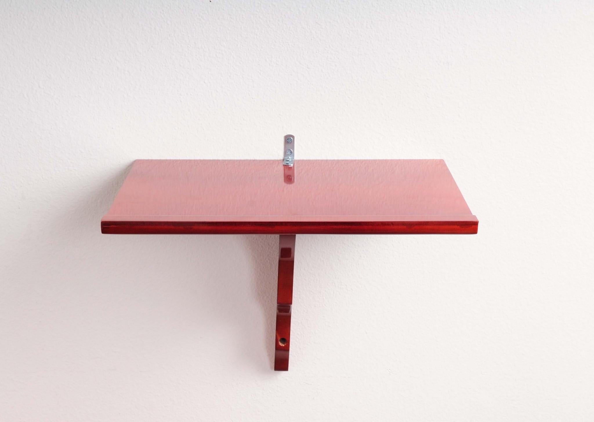 10" Red Solid Wood Wall Mounted Floating Shelf