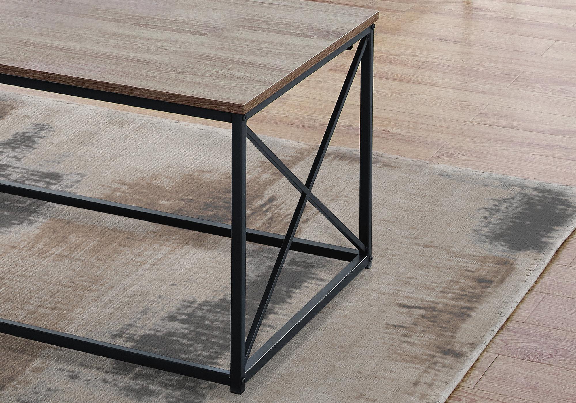 Set of Three 42" Beige And Black Metal Coffee Table