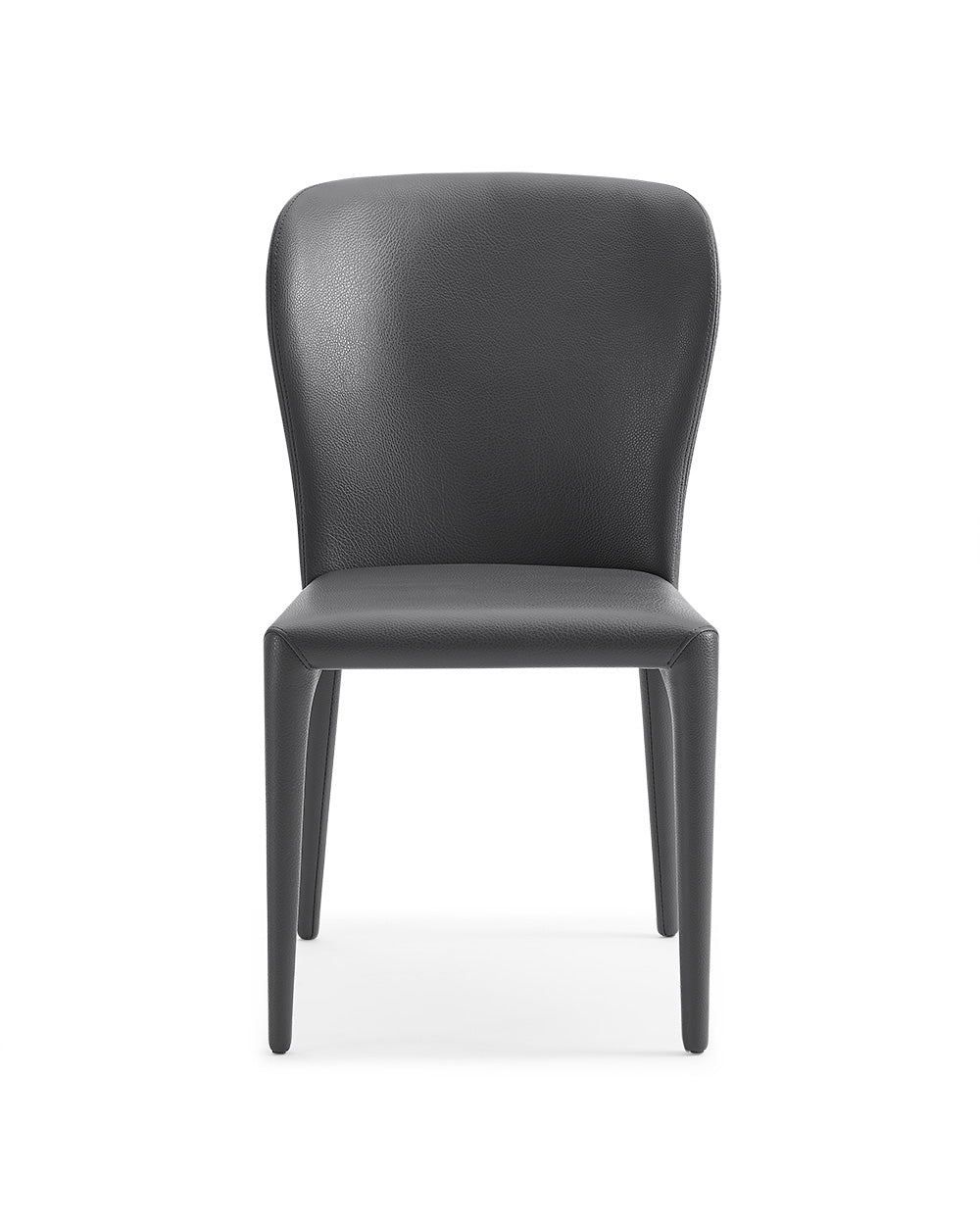 Set of Two Gray Upholstered Faux Leather Dining Side Chairs