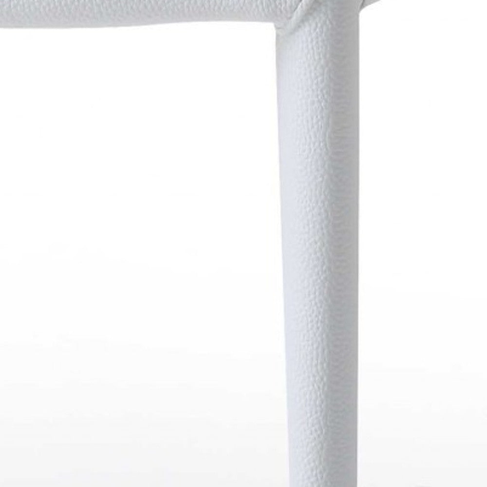 Set of Two White Slipcovered Upholstered Faux Leather Dining Side Chairs