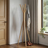 68" Natural Modern Wood Coat Tree Rack