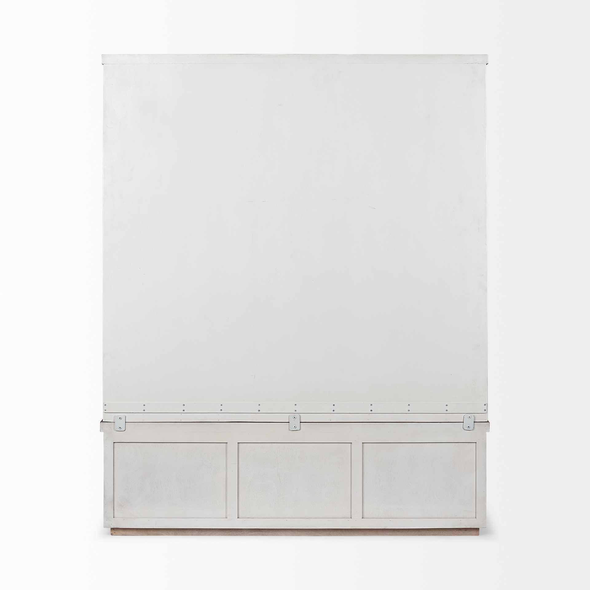 76" White Solid Wood Six Hook Freestanding Coat Rack