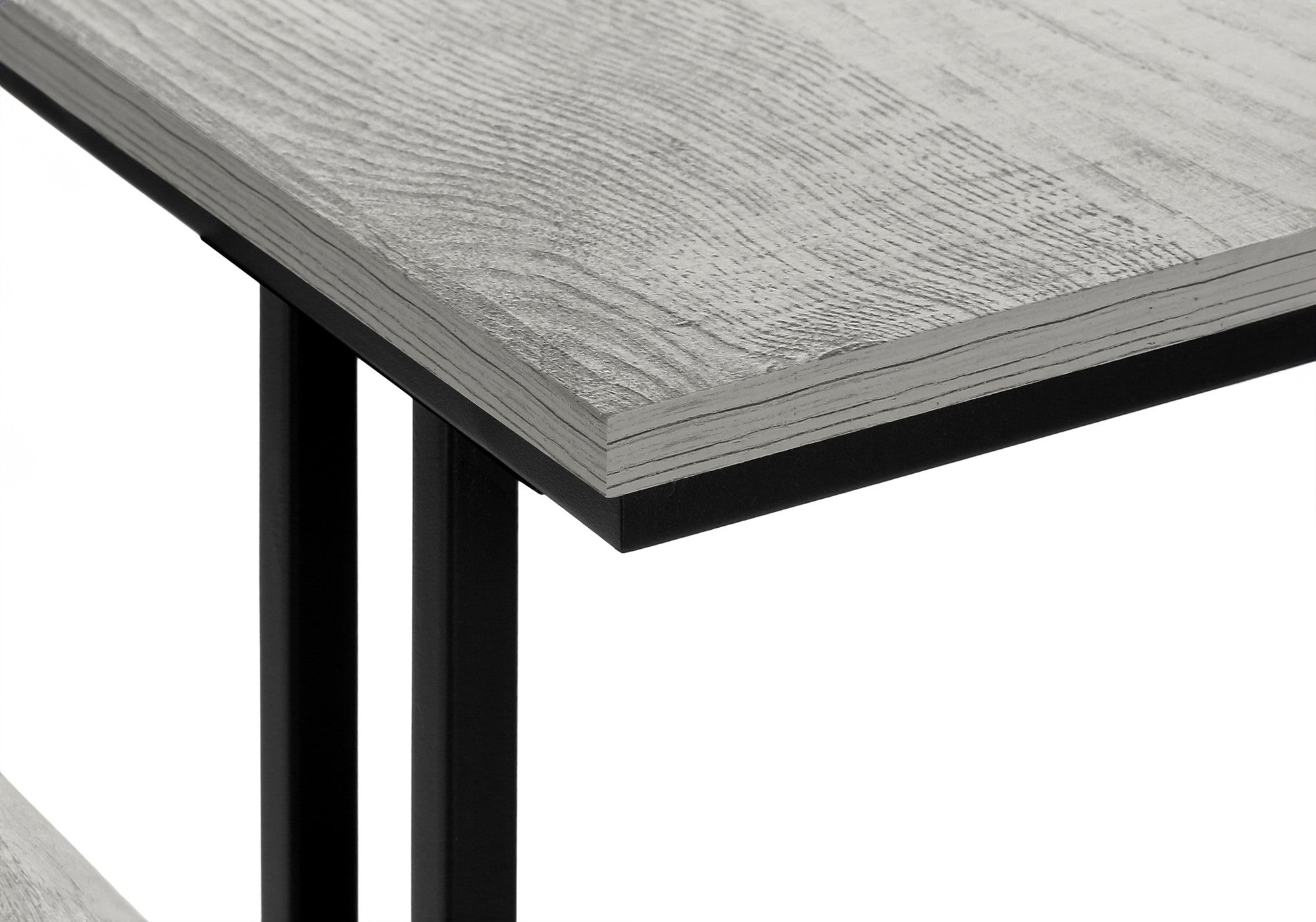 47" Gray and Black Frame Console Table With Shelves