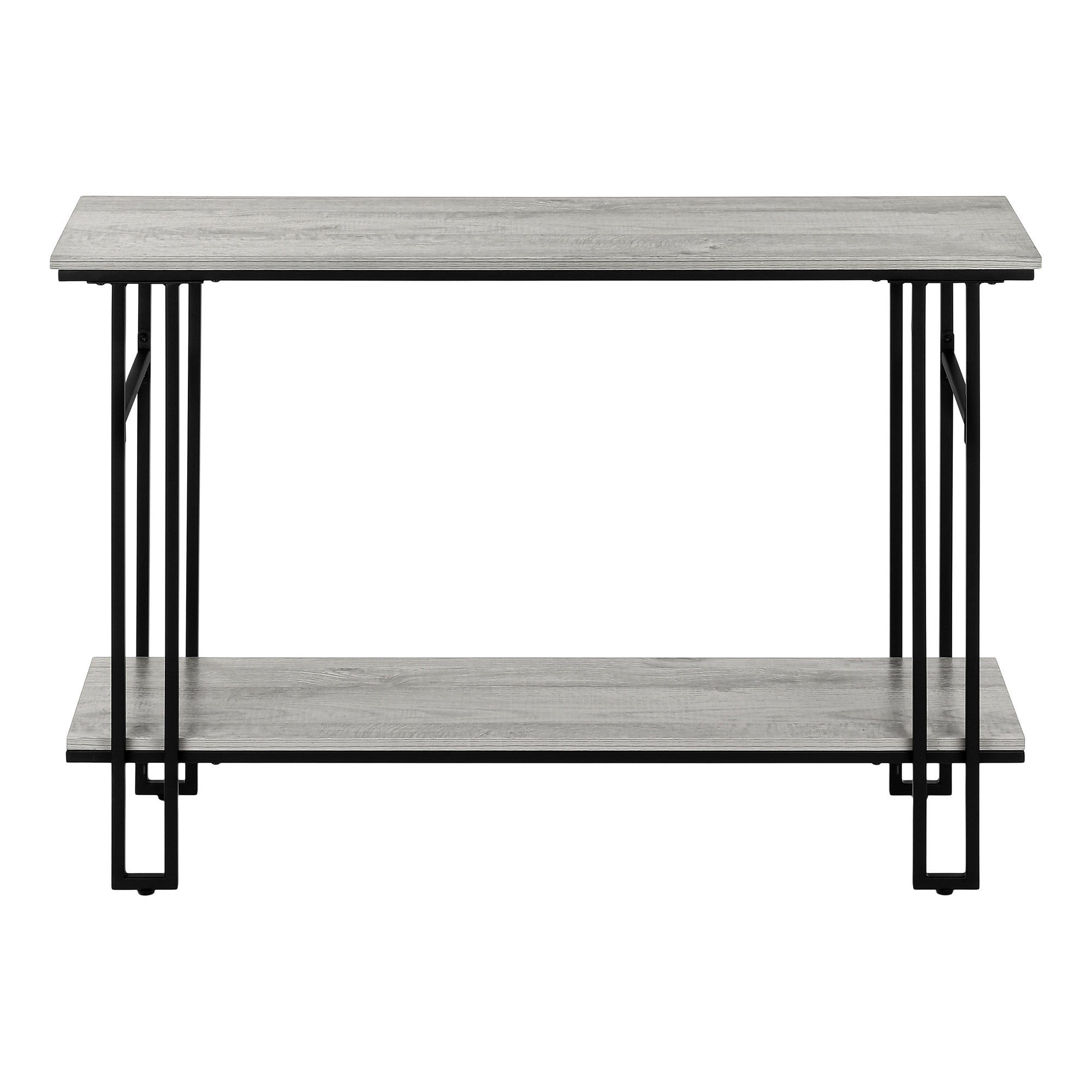 47" Gray and Black Frame Console Table With Shelves