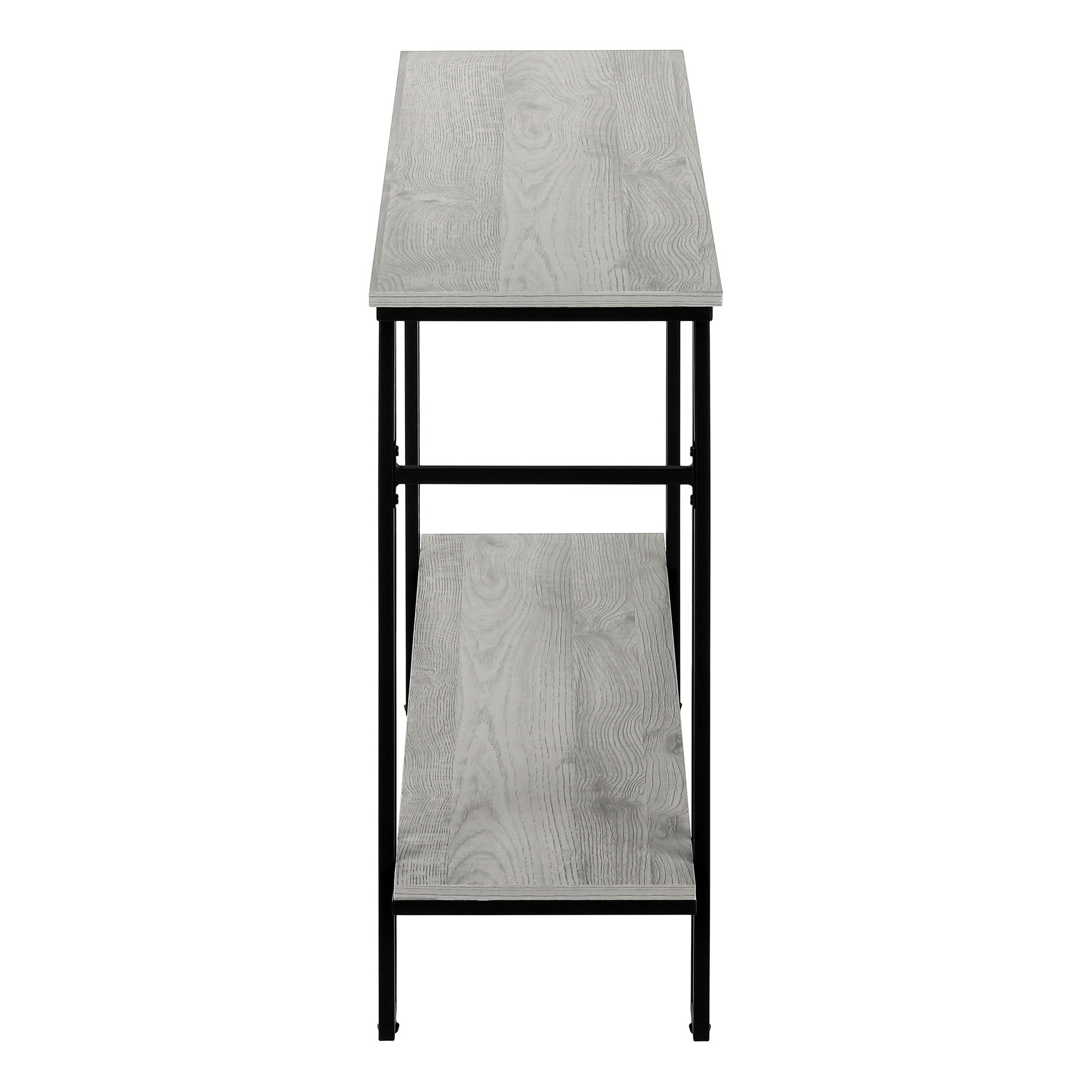 47" Gray and Black Frame Console Table With Shelves