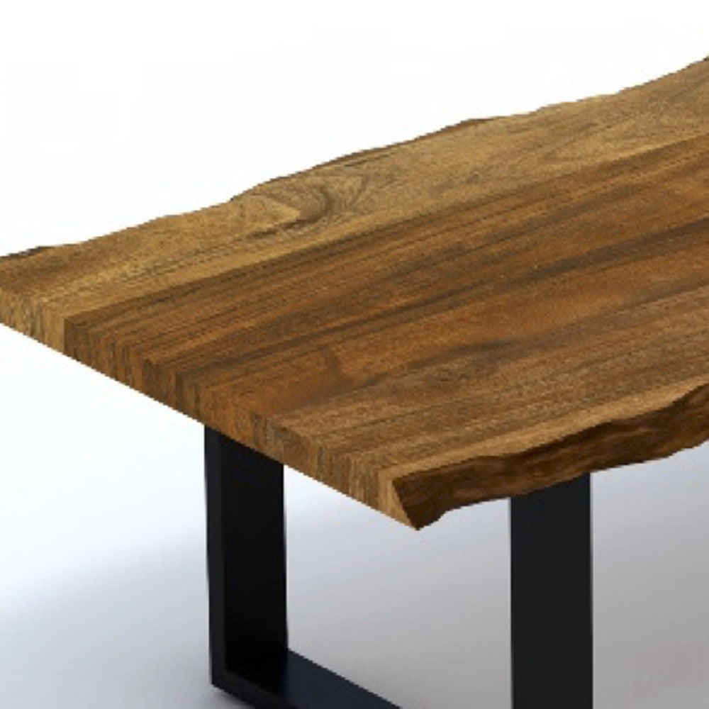 51" Solid Wood and Iron Free Form Sled Coffee Table
