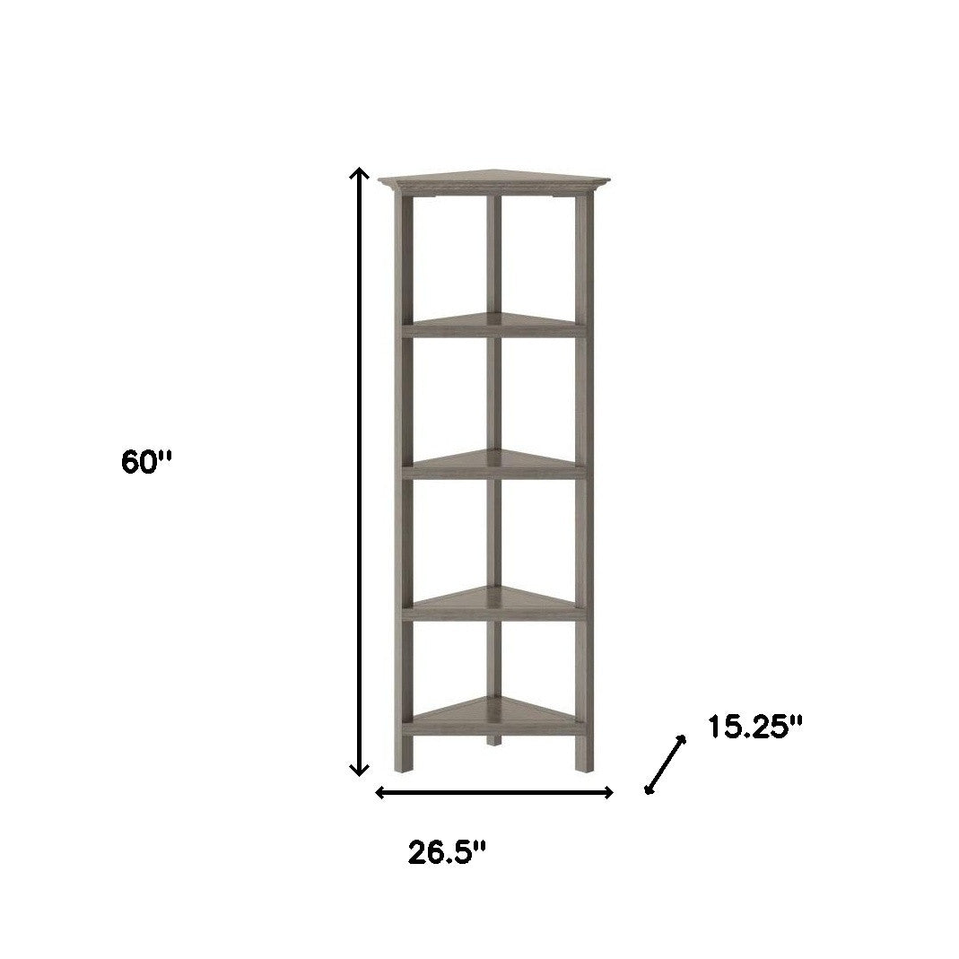 Gray Solid Wood Corner Bookcase