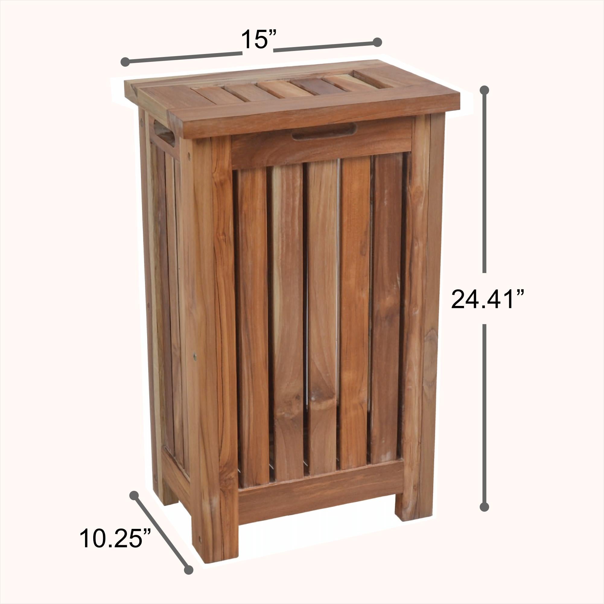 24" Brown Solid Wood Laundry Hamper With Lid