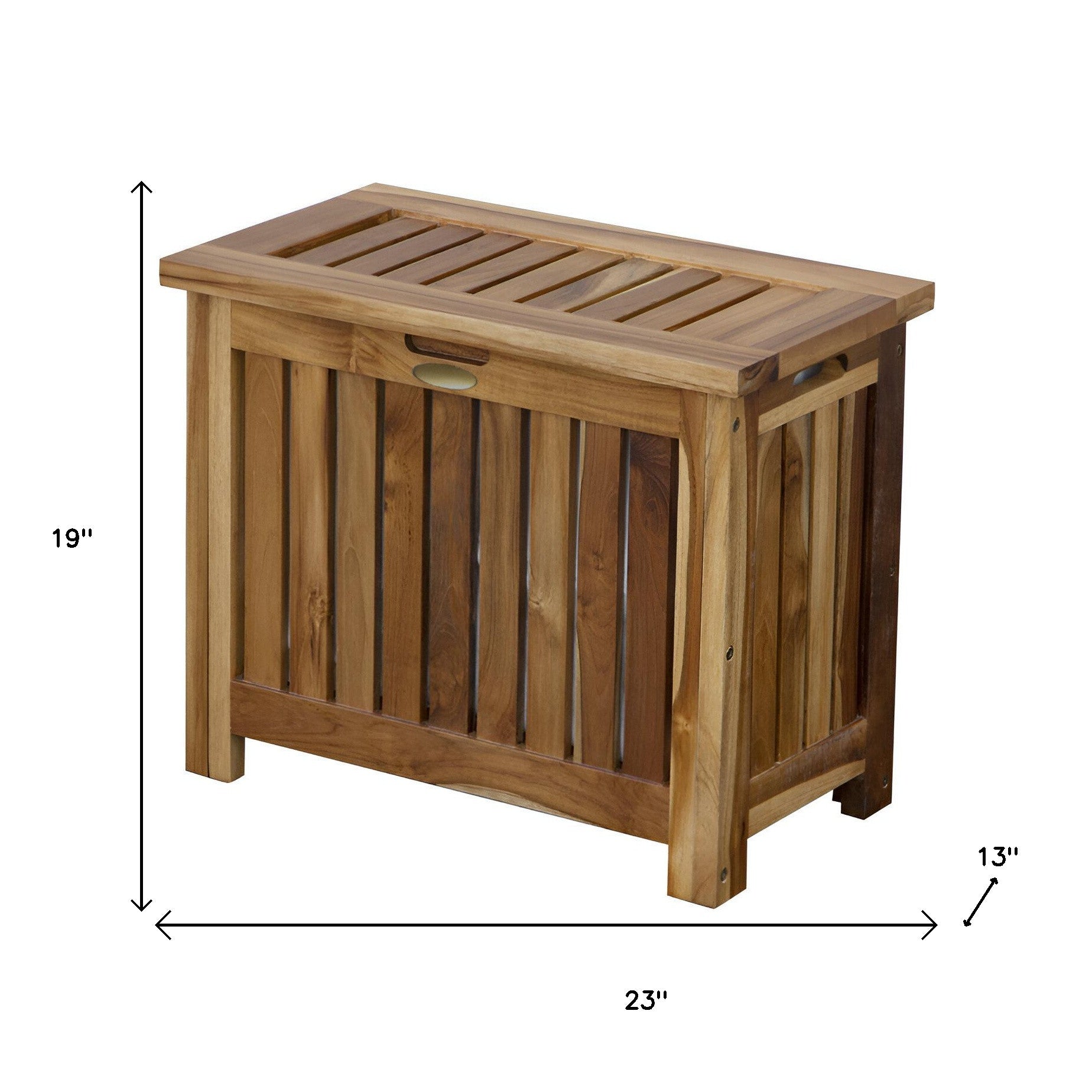 23" Brown Solid Wood Laundry Hamper With Lid