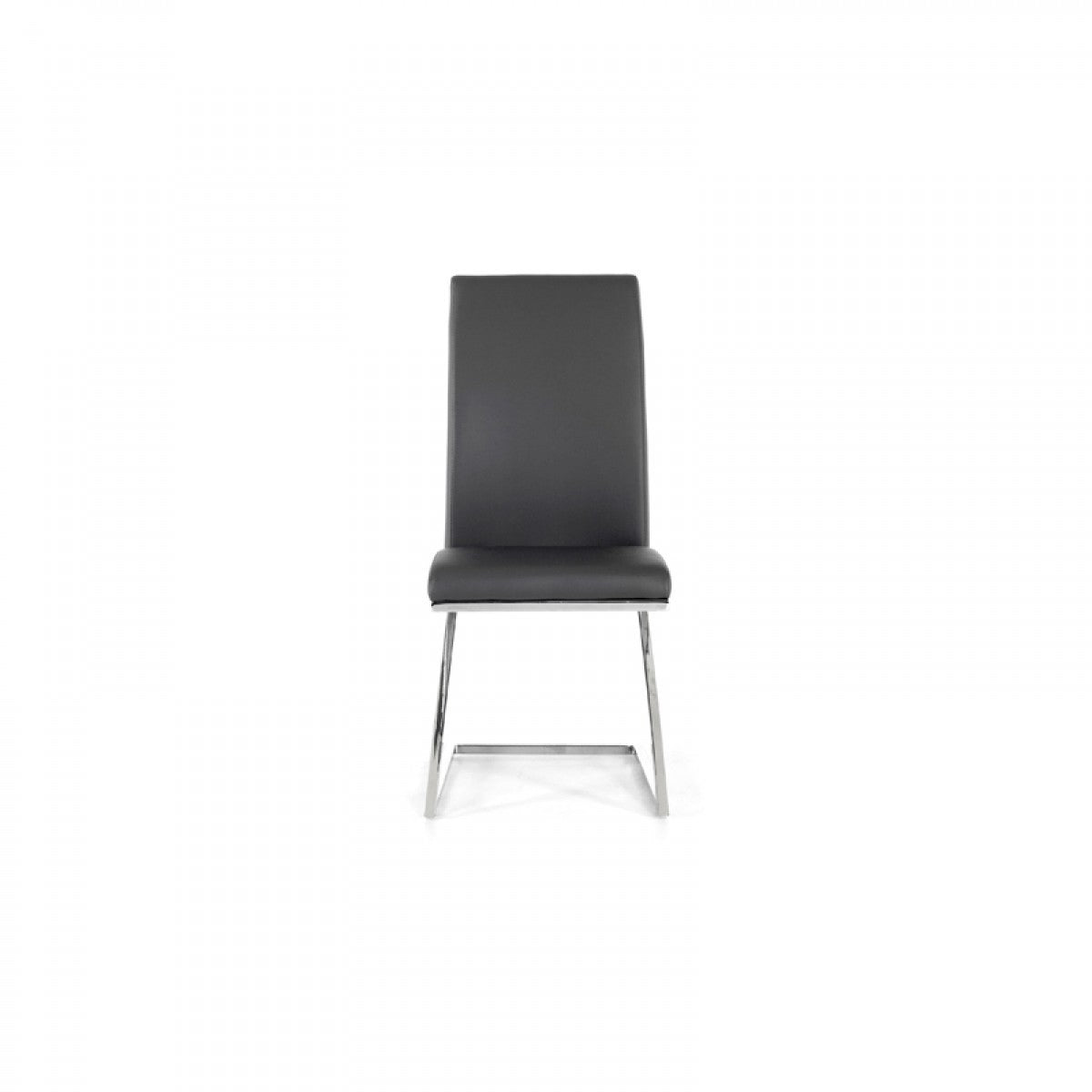 Set of Two Gray and Silver Upholstered Faux Leather Dining Side Chairs