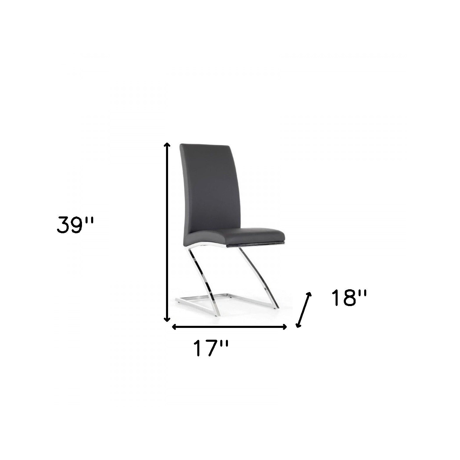 Set of Two Gray and Silver Upholstered Faux Leather Dining Side Chairs