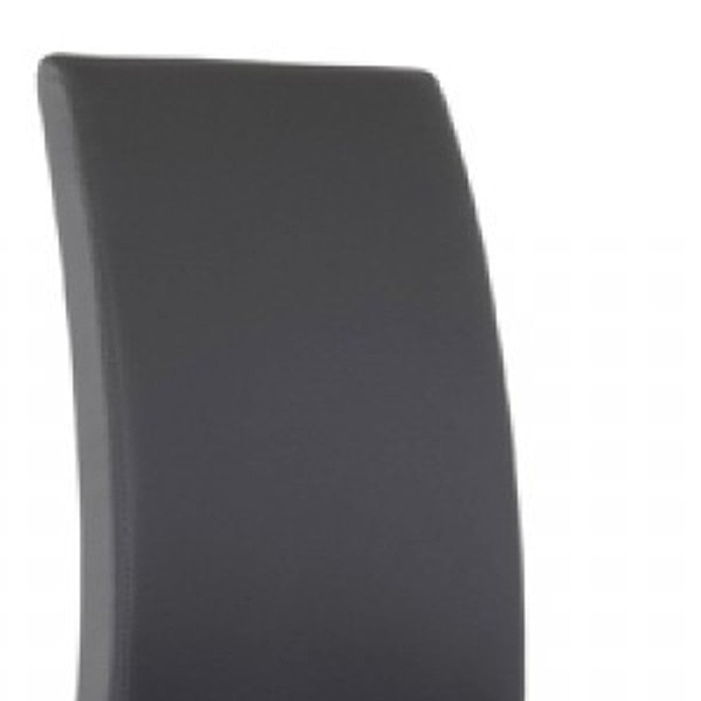 Set of Two Gray and Silver Upholstered Faux Leather Dining Side Chairs