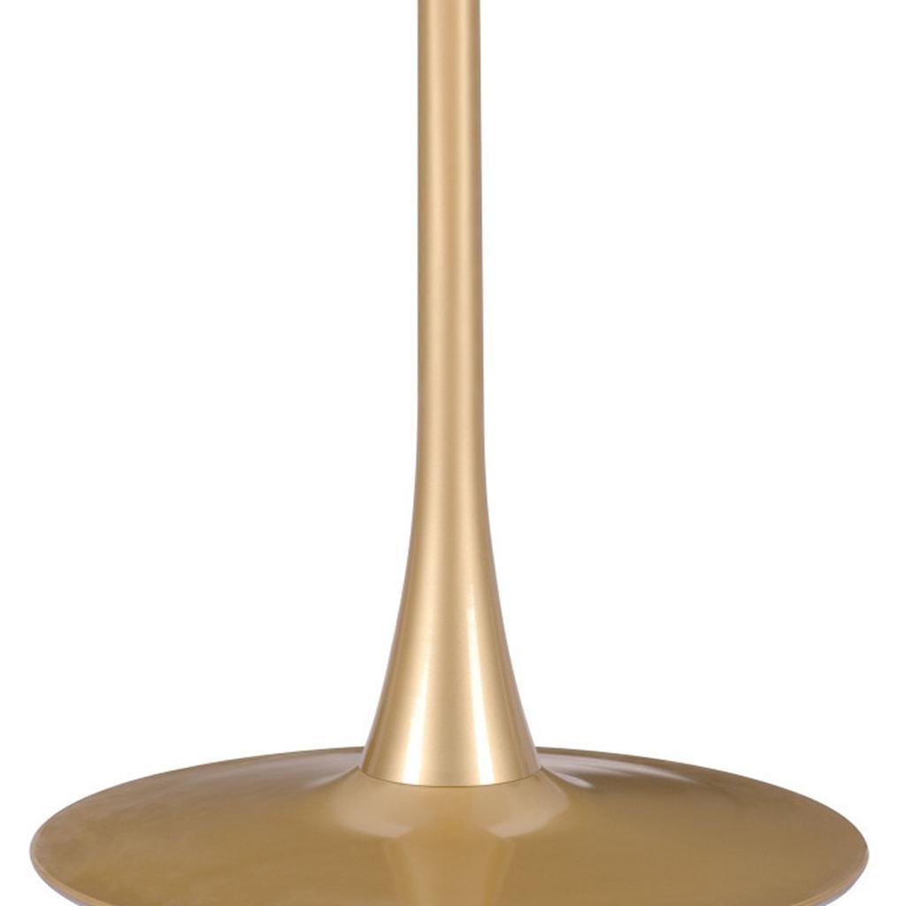 35" White and Gold Wood and Steel Pedestal Base Round Top Dining Table