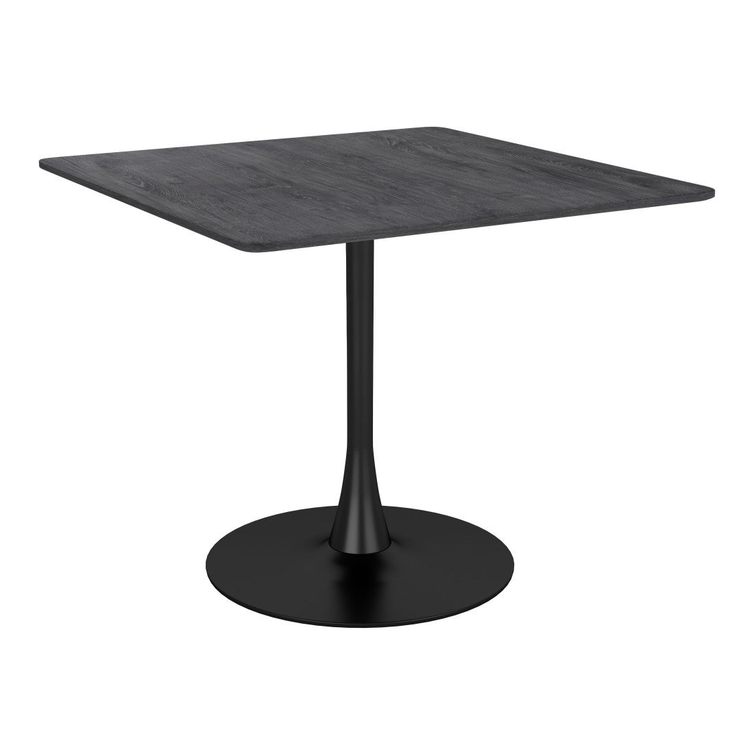 35" Black Square Steel Pedestal Base Dining Table