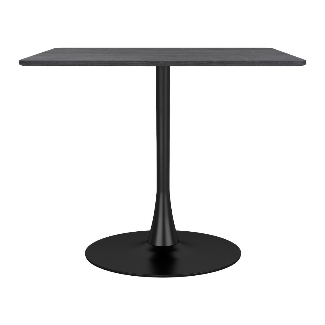 35" Black Square Steel Pedestal Base Dining Table