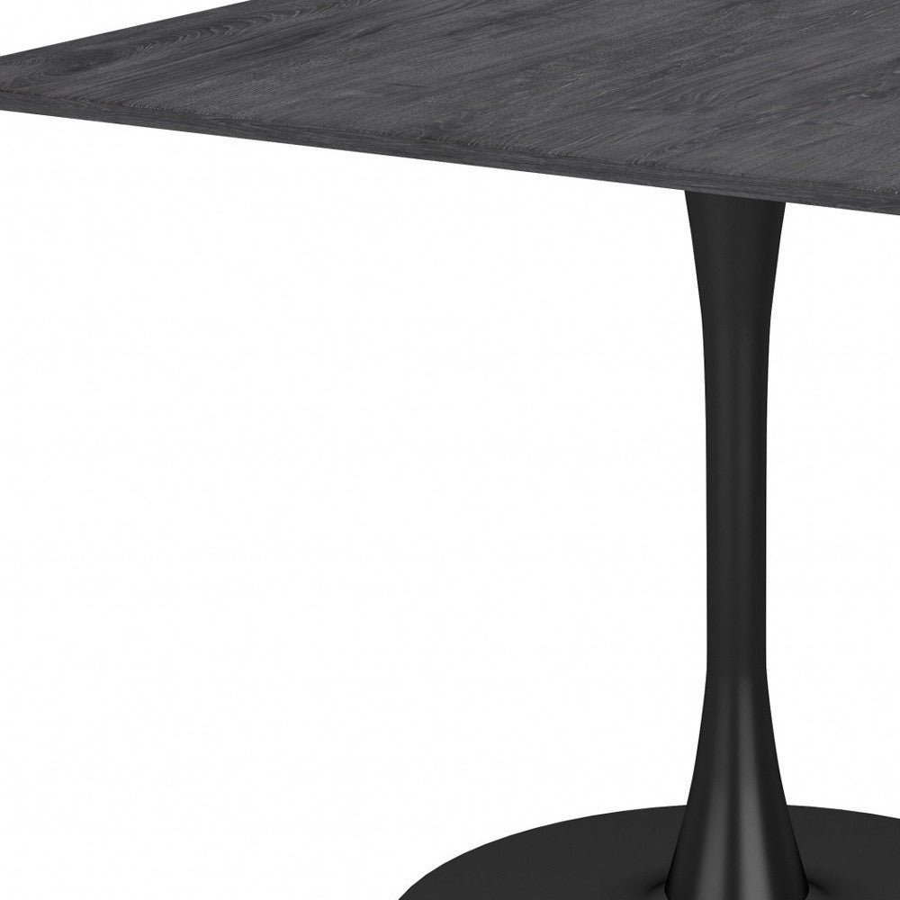 35" Black Square Steel Pedestal Base Dining Table