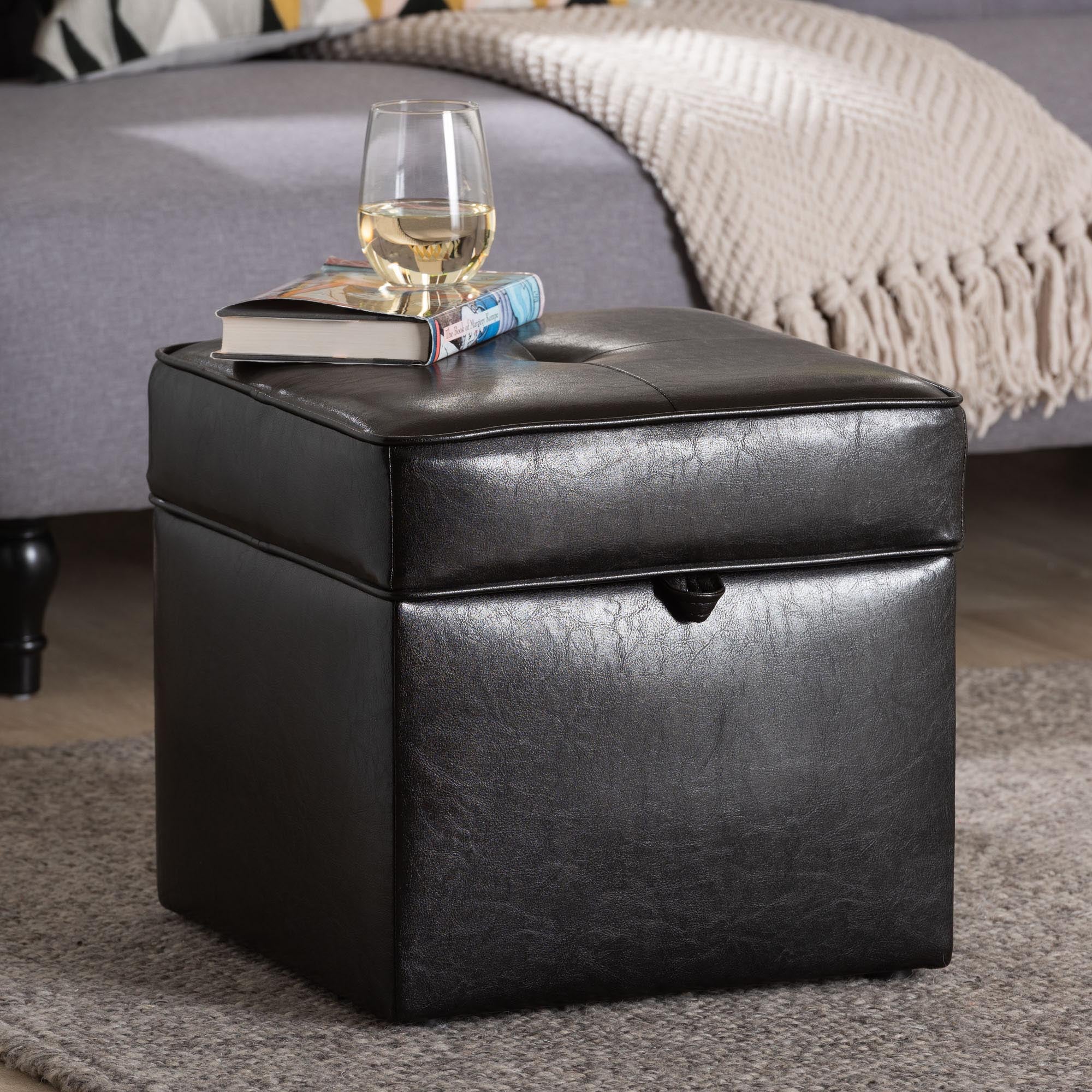 Baxton Studio Sydney Brown Modern Ottoman - Storage Ottoman
