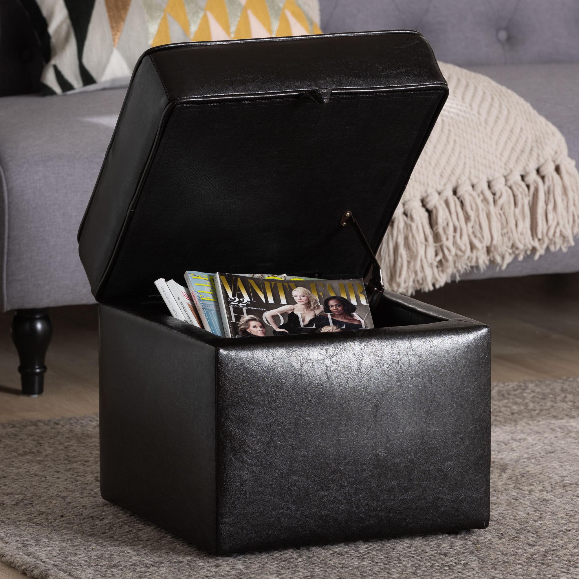 Baxton Studio Sydney Brown Modern Ottoman - Storage Ottoman