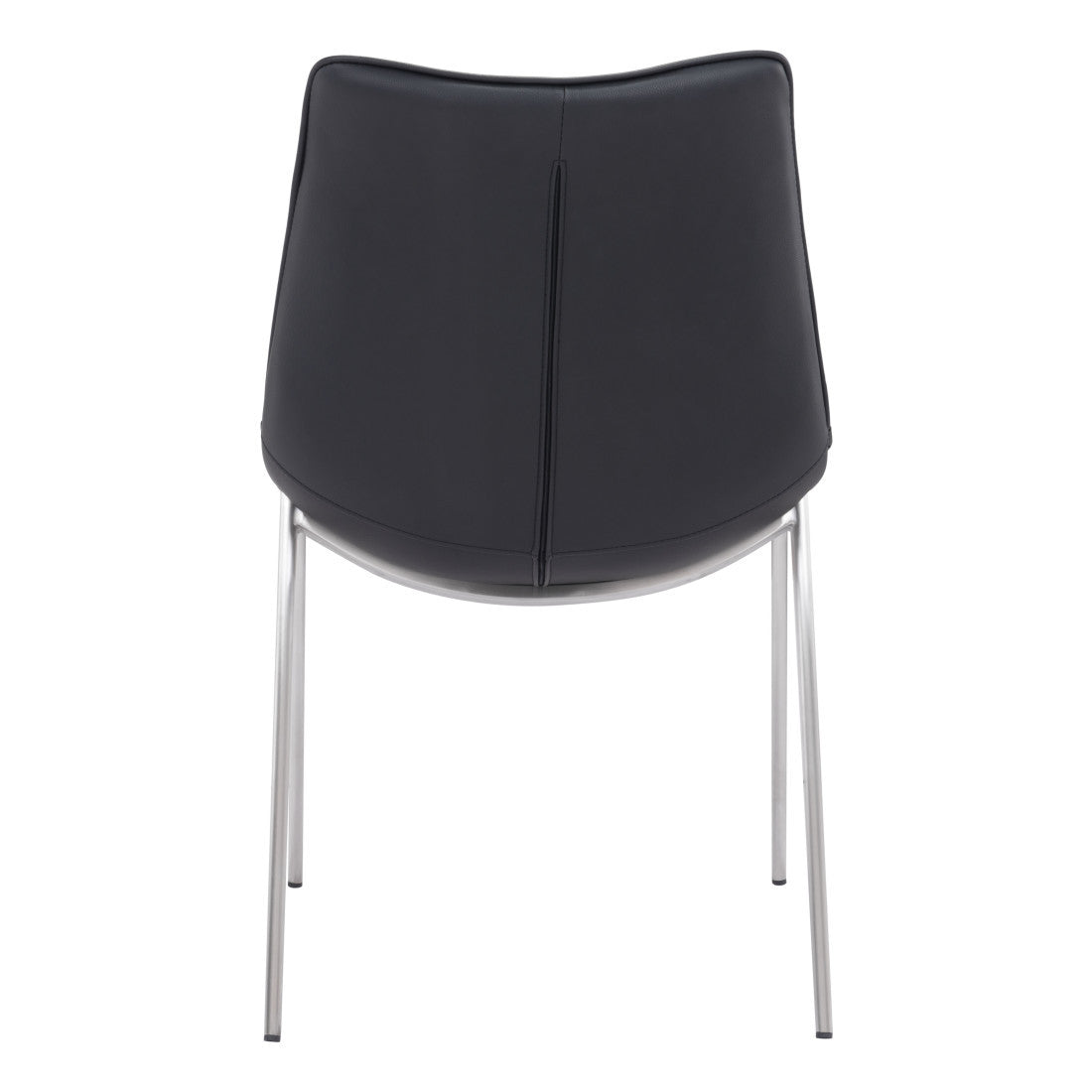 Set of Two Black and Silver Upholstered Faux Leather Dining Side Chairs