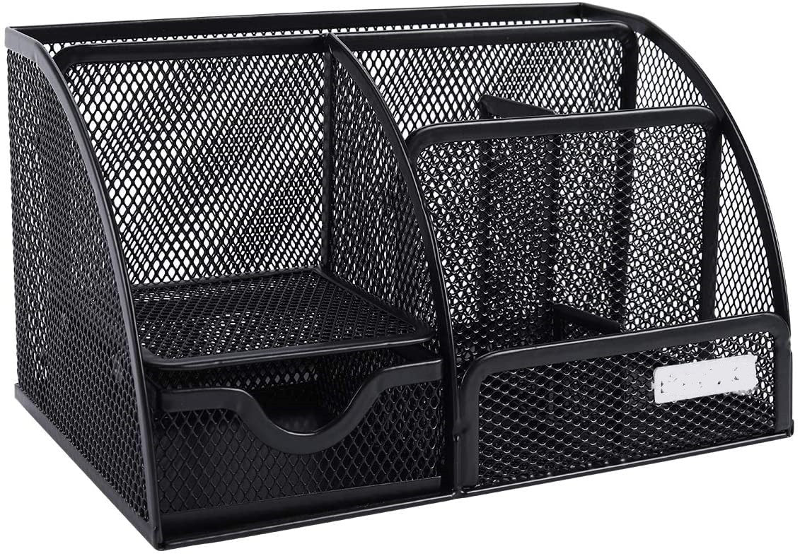9" Black Metal Desk Organizer