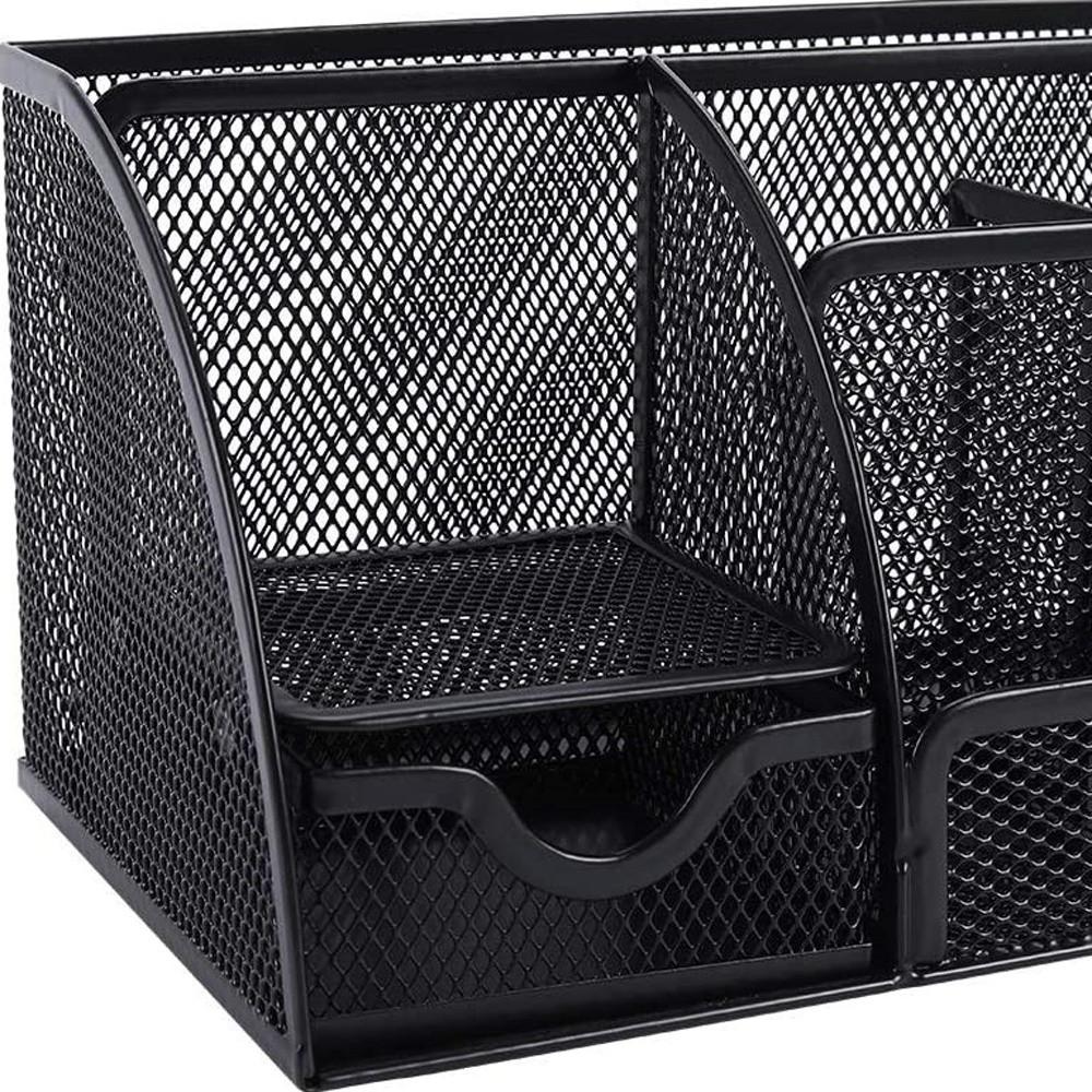 9" Black Metal Desk Organizer