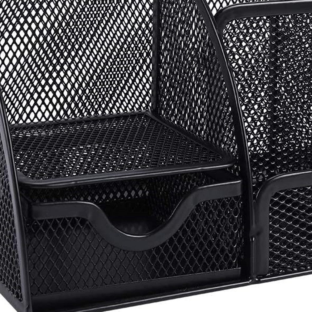 9" Black Metal Desk Organizer