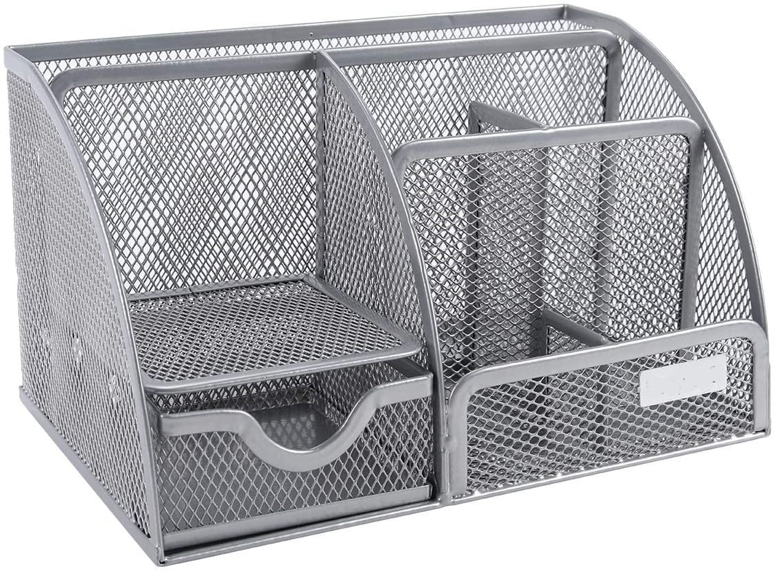 9" Gray Metal Desk Organizer