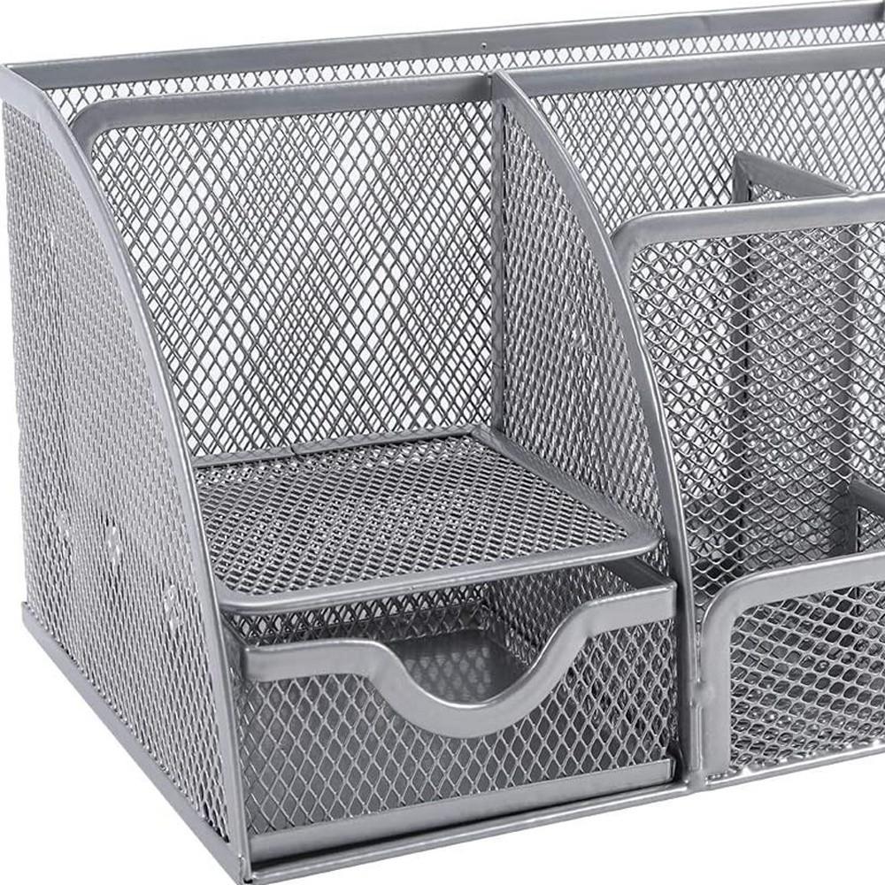 9" Gray Metal Desk Organizer