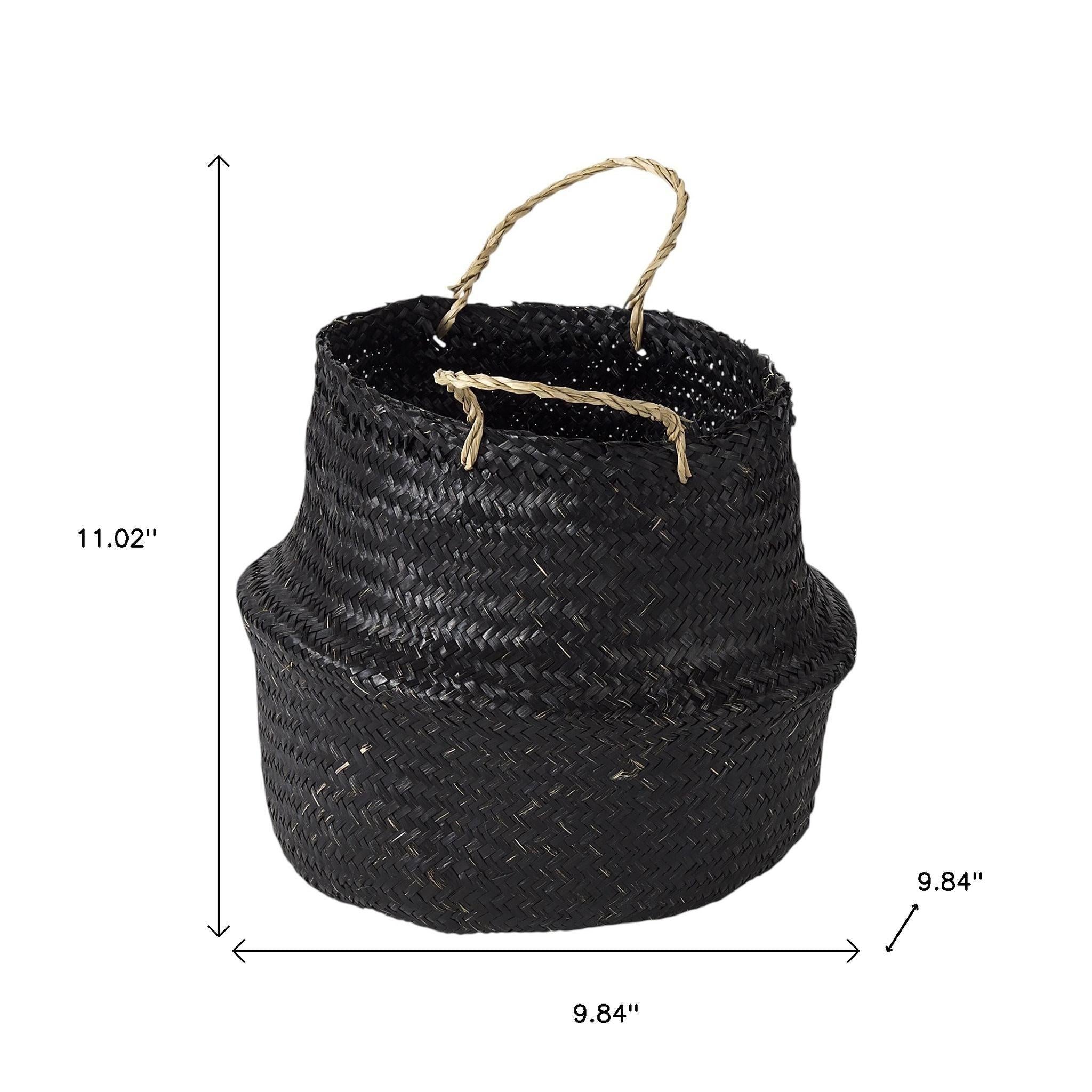 Set of Three Black Wicker Basket
