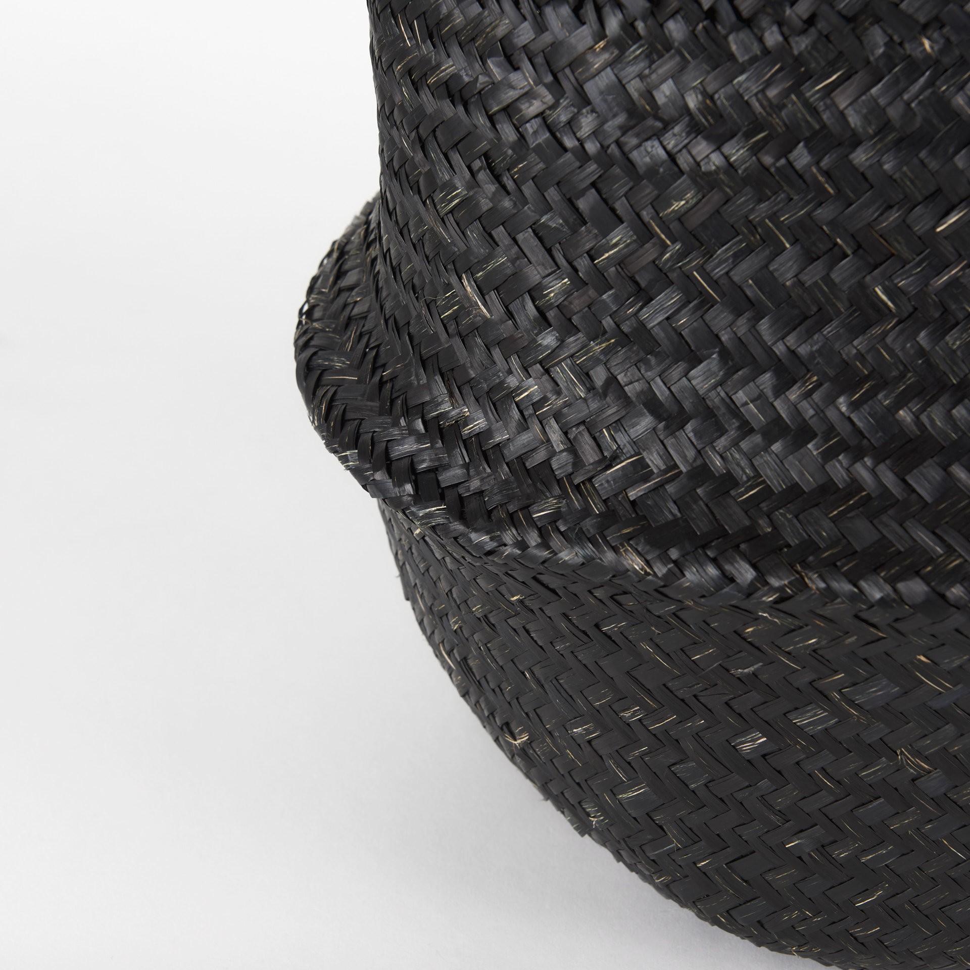 Set of Three Black Wicker Basket