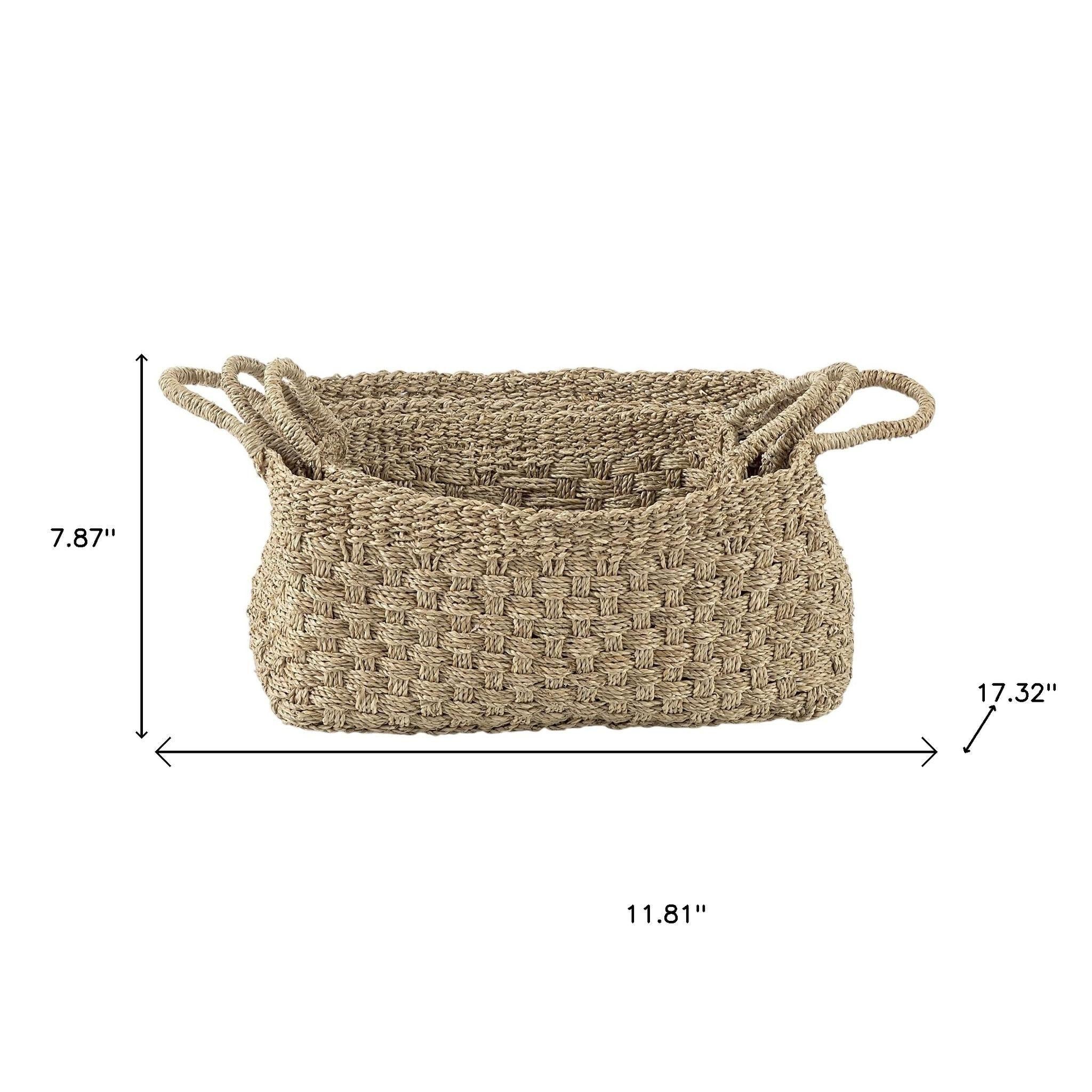 Set of Three Natural Wicker Basket