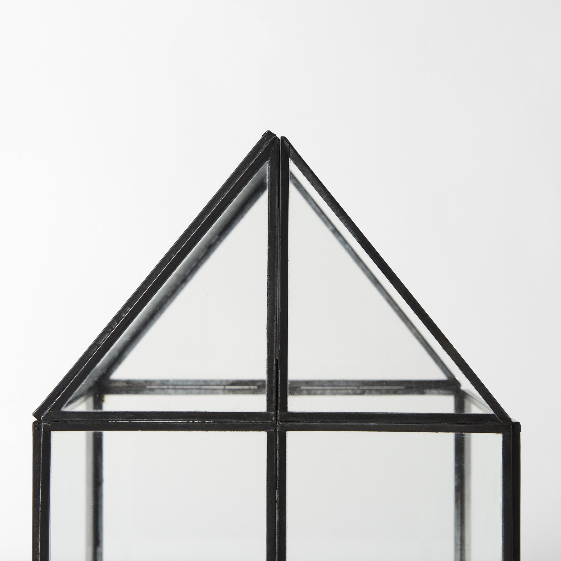 8" Clear And Black Glass And Metal Terrarium House Organizing Box