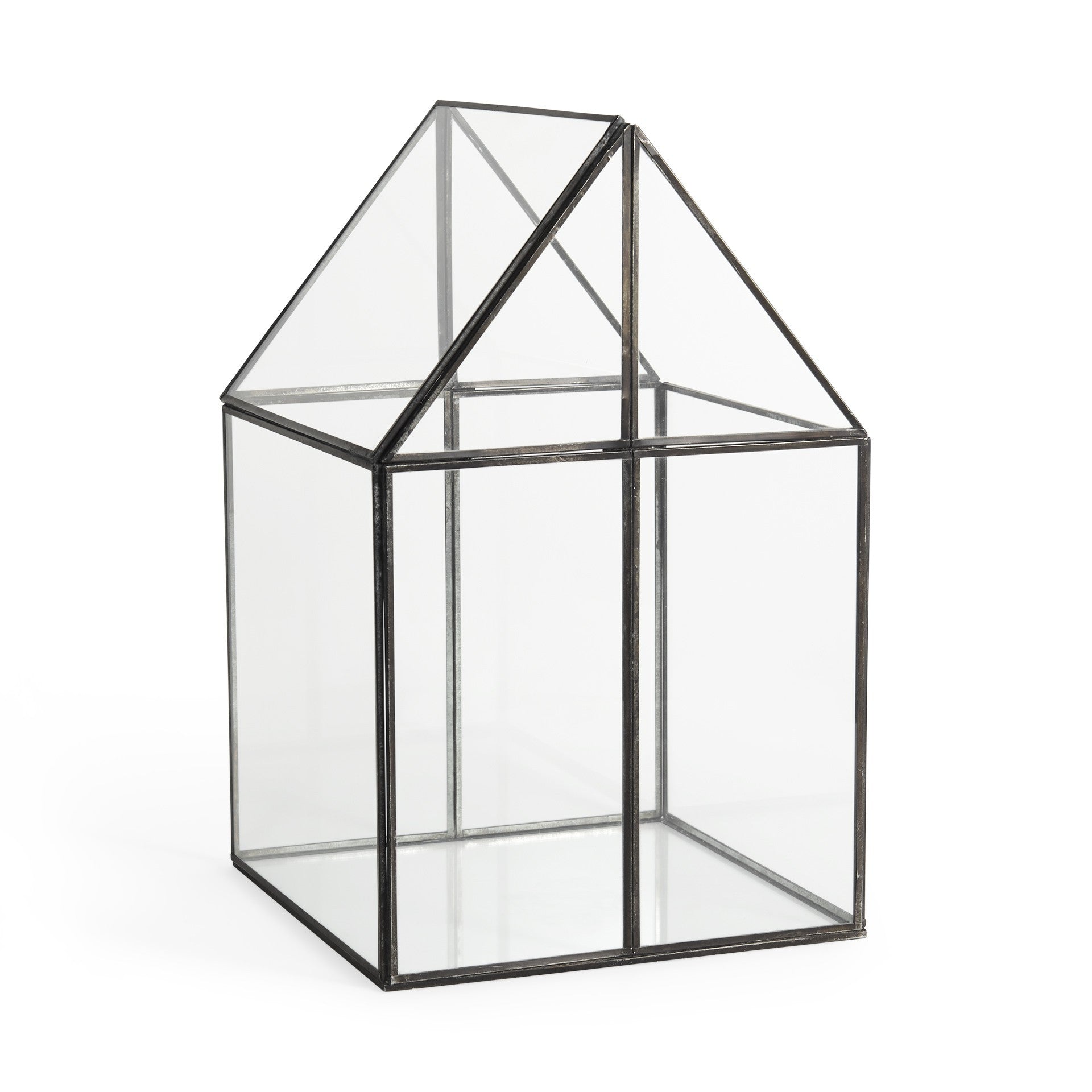 10" Black And Clear Glass And Metal Box