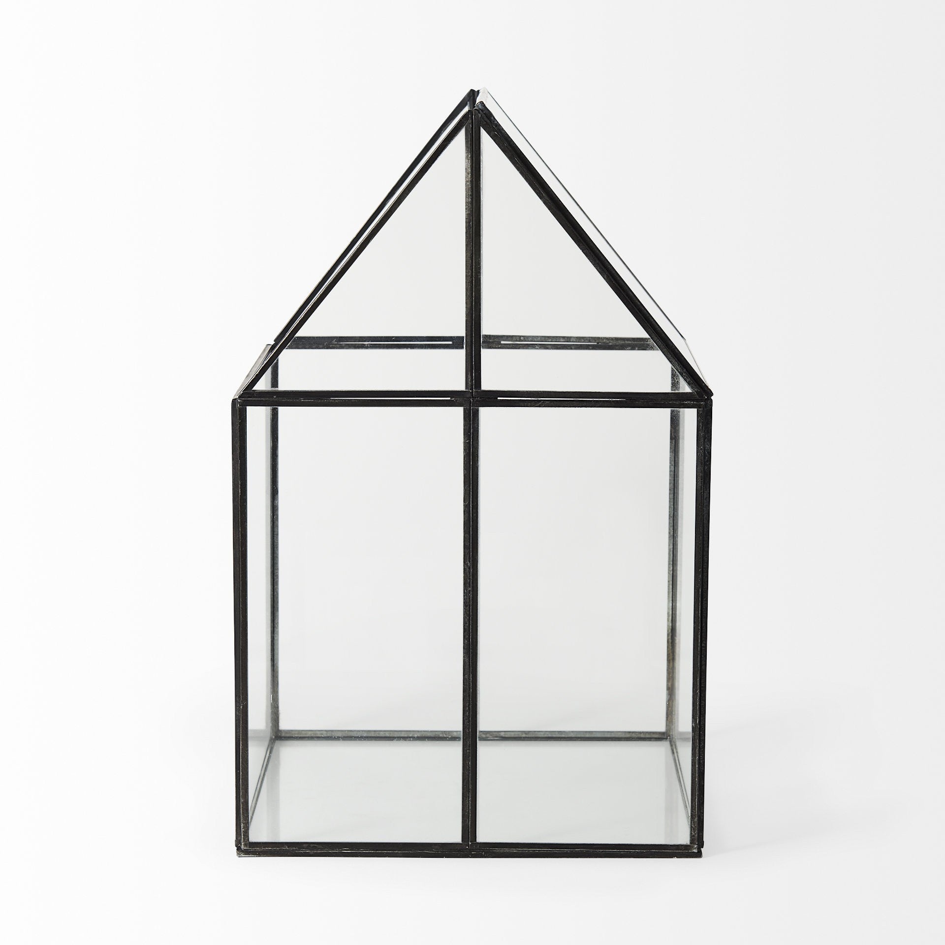 10" Black And Clear Glass And Metal Box