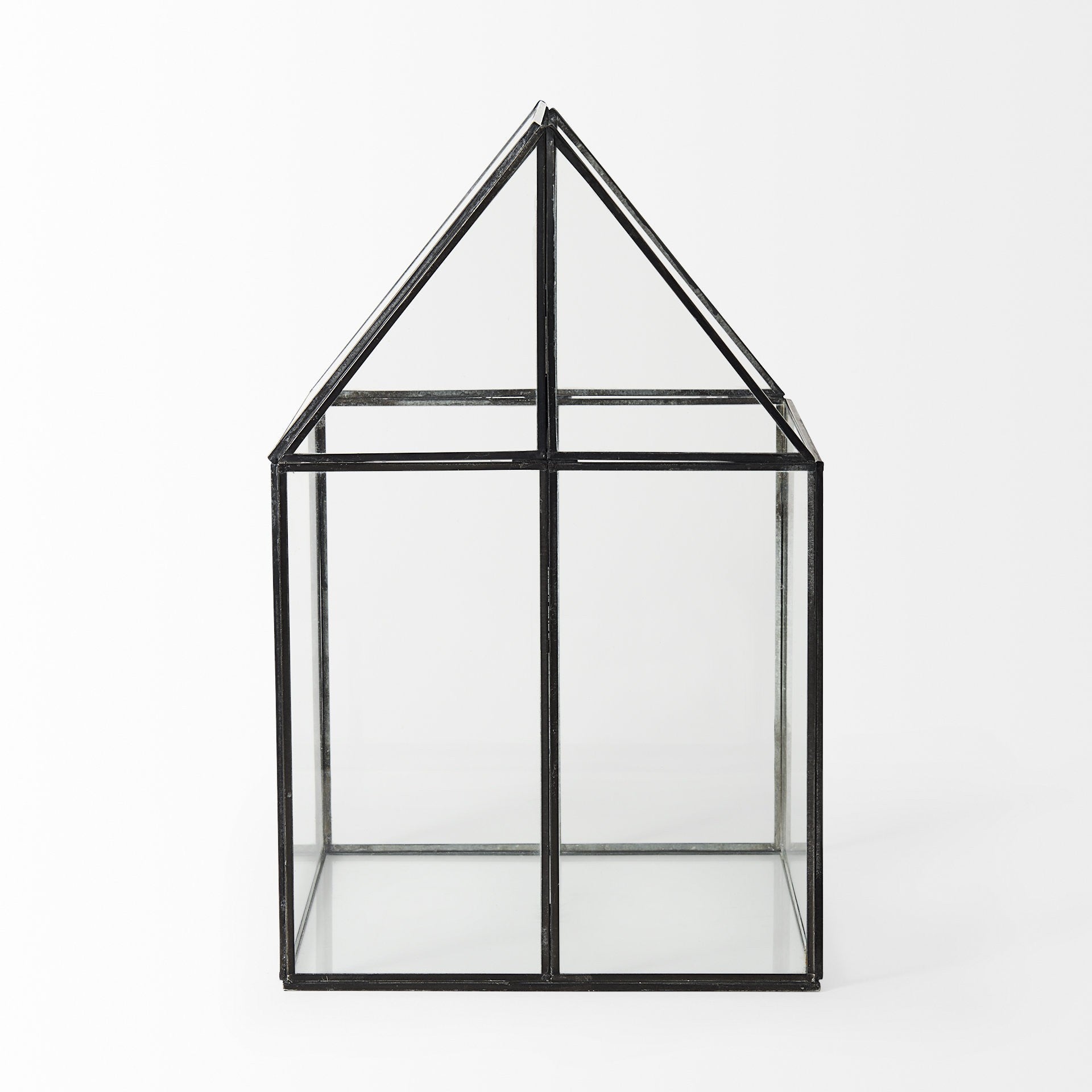 10" Black And Clear Glass And Metal Box