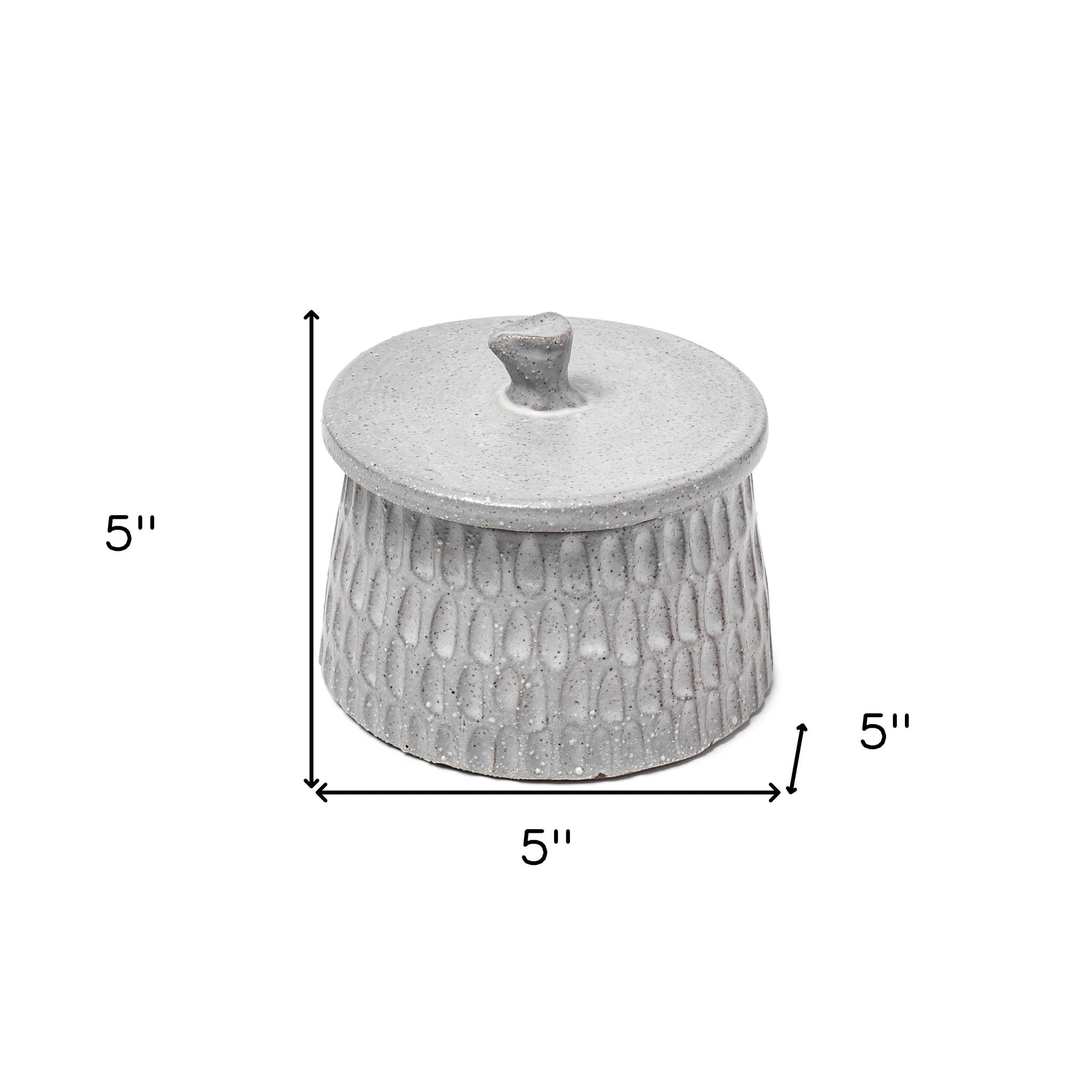 5" Gray Ceramic Box With Lid