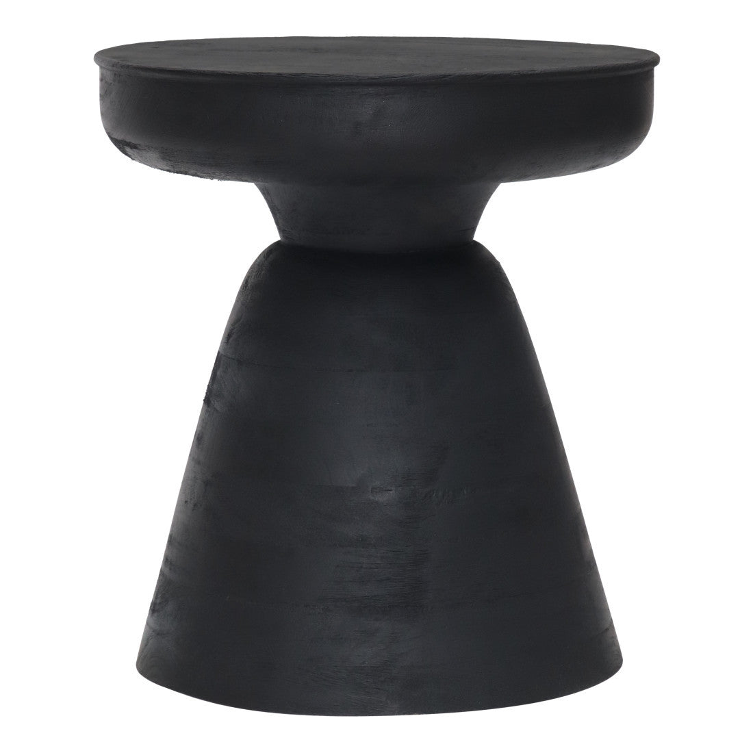 18" Black Solid Wood Round Pedestal End Table