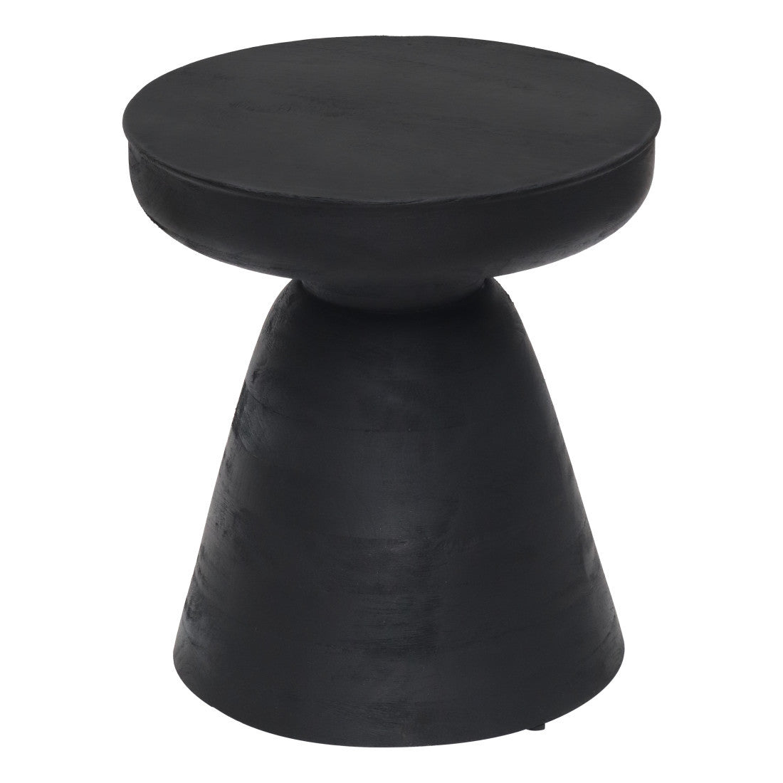 18" Black Solid Wood Round Pedestal End Table