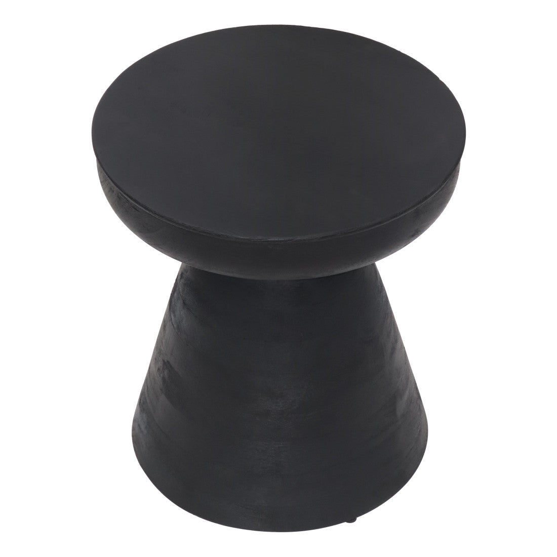 18" Black Solid Wood Round Pedestal End Table