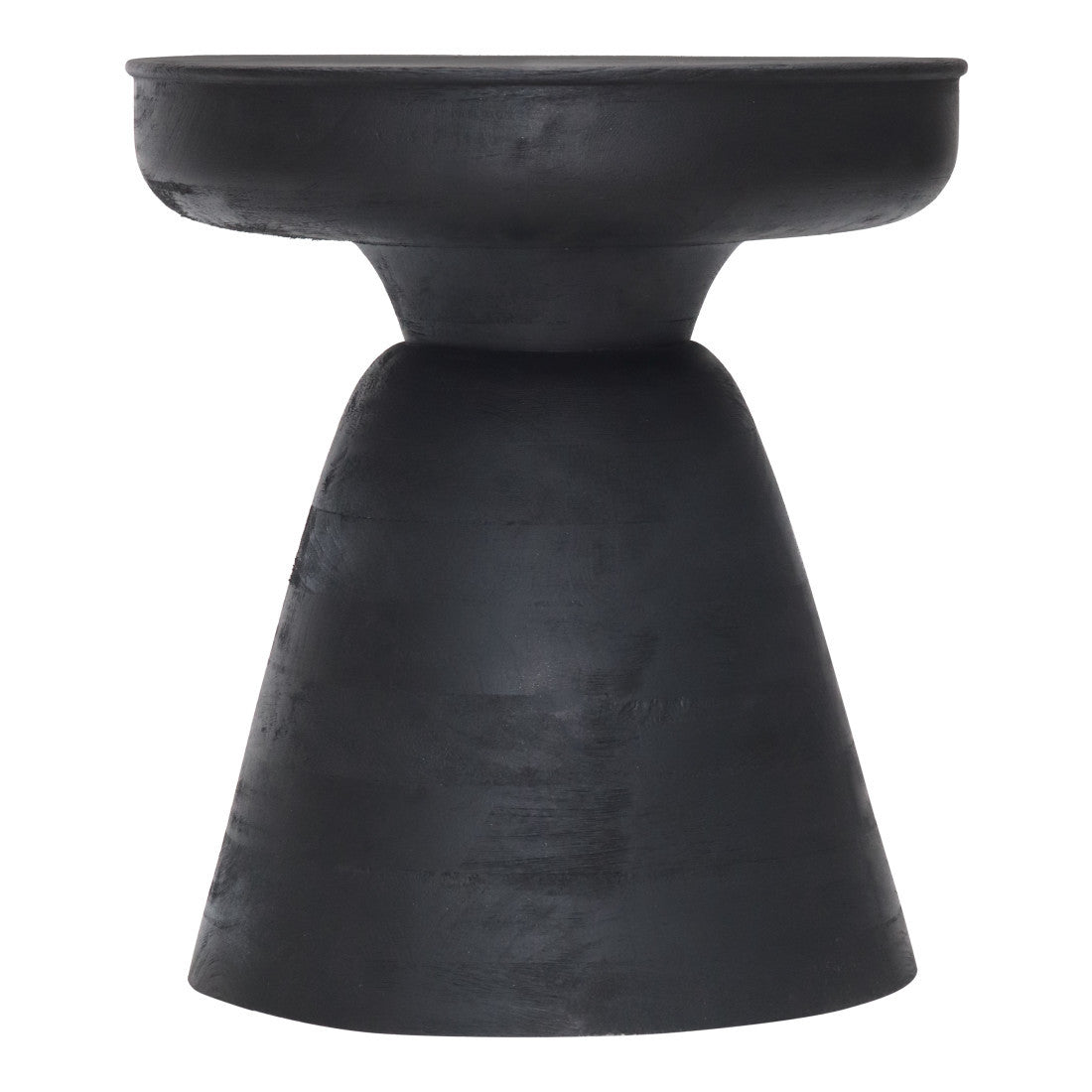 18" Black Solid Wood Round Pedestal End Table