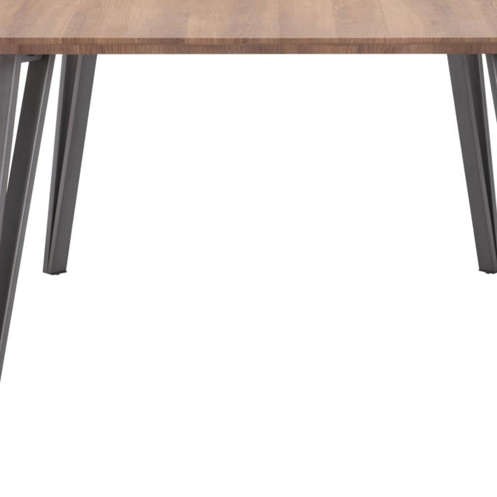 79" Brown and Gray Wood and Steel Dining Table