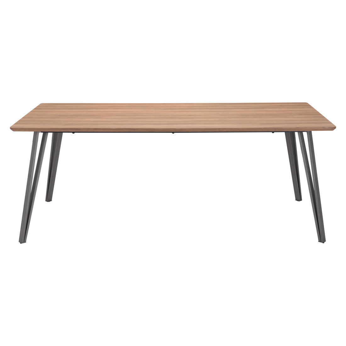 79" Brown and Gray Wood and Steel Dining Table