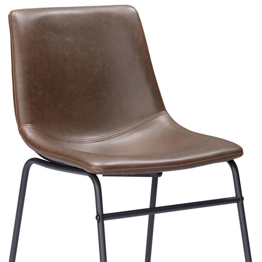 Set of Two Espresso And Black Upholstered Faux Leather Dining Side Chairs