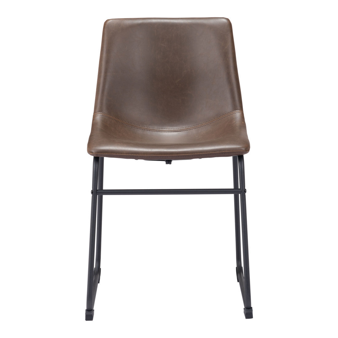 Set of Two Espresso And Black Upholstered Faux Leather Dining Side Chairs