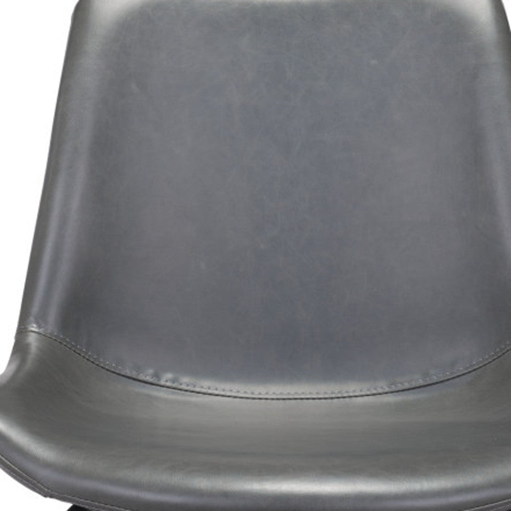 Set of Two Gray And Black Upholstered Faux Leather Dining Side Chairs