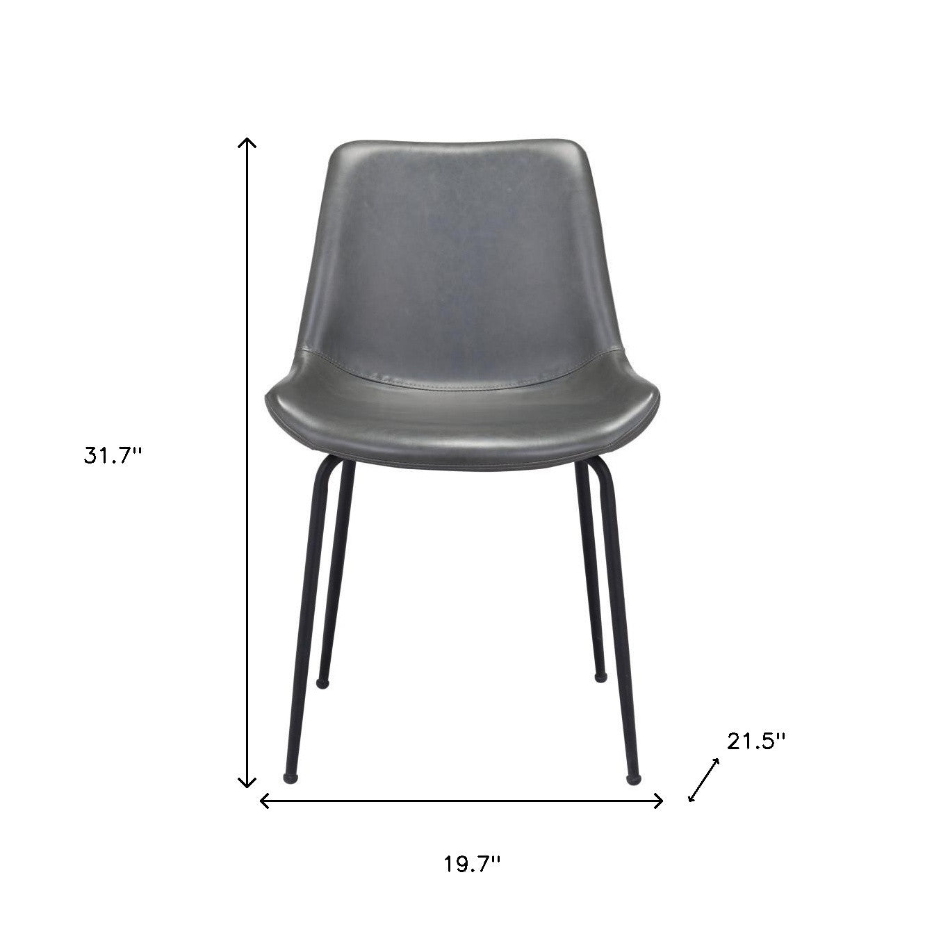 Set of Two Gray And Black Upholstered Faux Leather Dining Side Chairs
