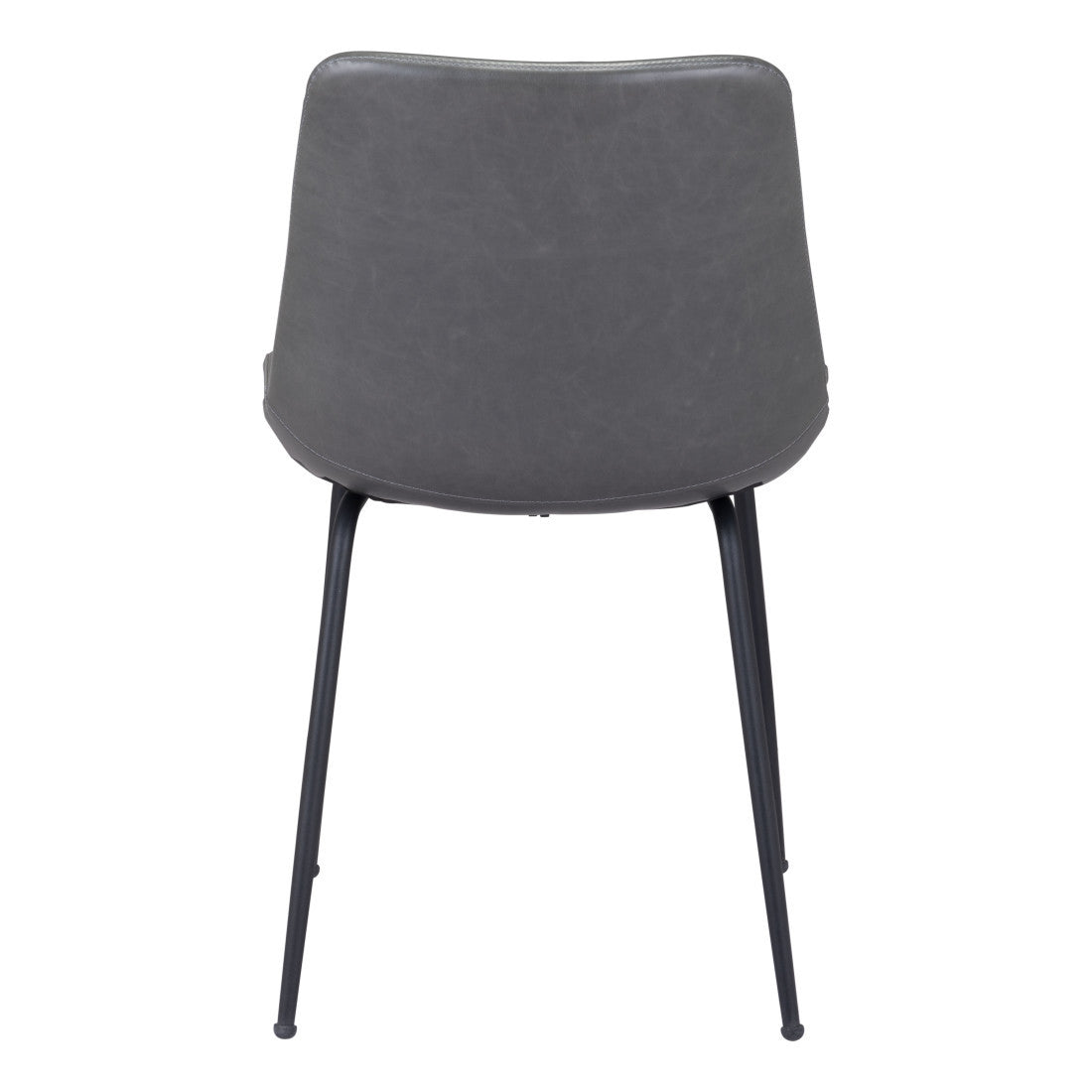 Set of Two Gray And Black Upholstered Faux Leather Dining Side Chairs