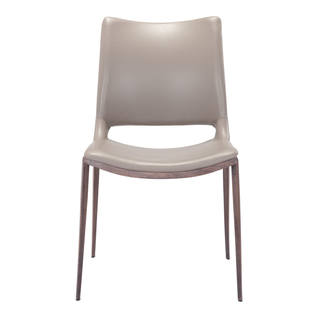 Set of Two Gray and Espresso Upholstered Faux Leather Dining Side Chairs
